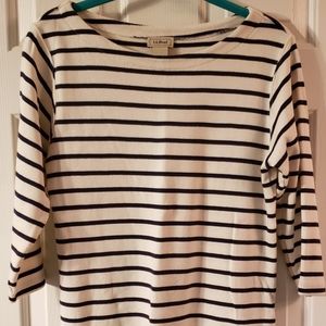 L.L. Bean Nautical 3/4 Sleeves Boat Neck Top Small